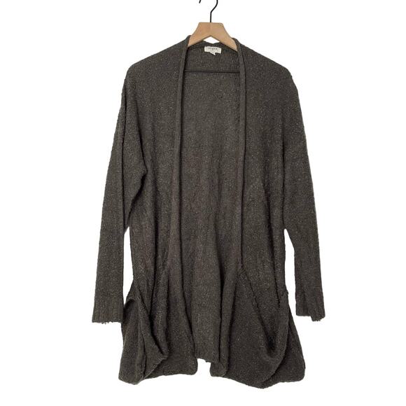 Umgee Gray Oversized Relax Fit Textured Knit Open Cardigan Women's Medium - Picture 1 of 10